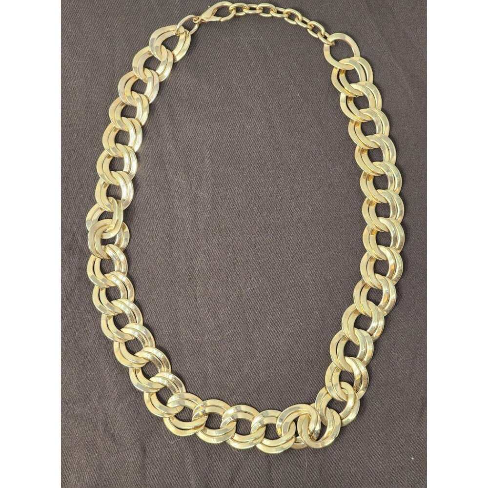 Vintage Chunky Gold-Tone‎ Chain Necklace With Lobster Claw Clasp